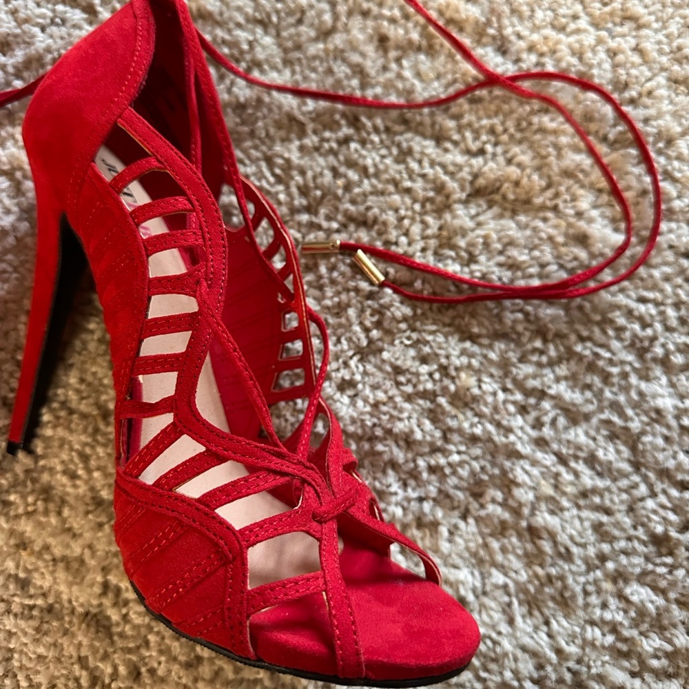 Elegant Red Strappy Heels